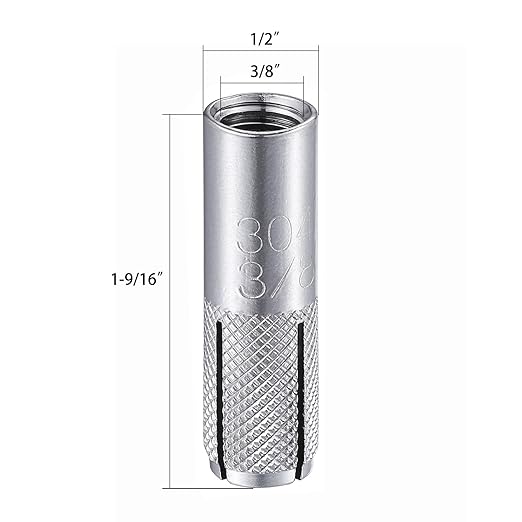Wensilon 3/8"-16 Premium Stainless Steel Drop in Anchors Assortment, Knurled - Image 2