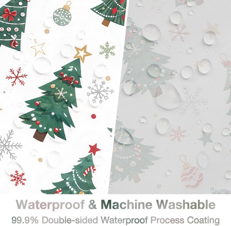 Christmas Tree Shower Curtain, 60x72 Inch Waterproof Fabric - Image 3