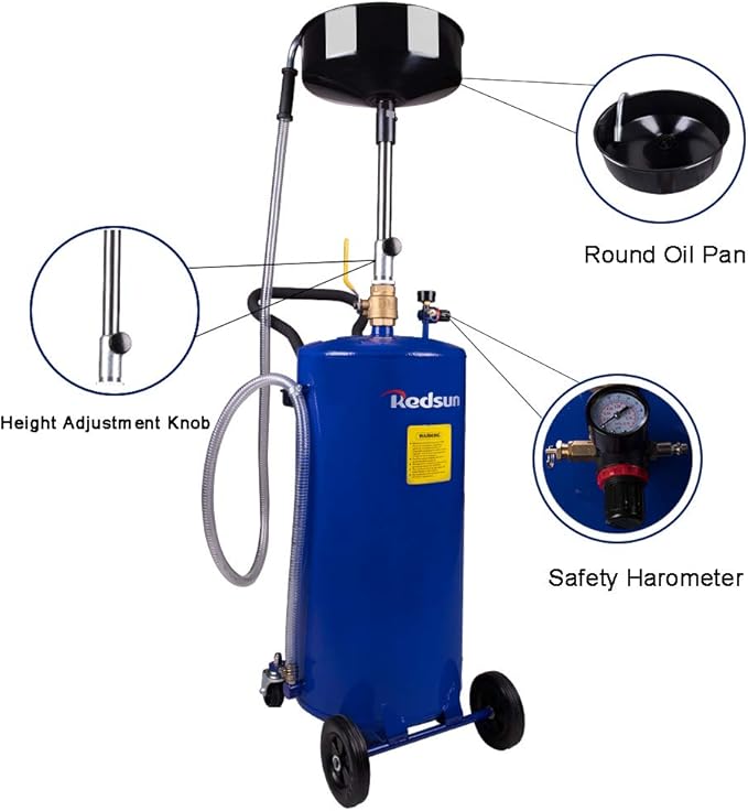 redsun 20 Gallon Waste Oil Drain Tank, Air Operated Oil Drainer Container - Image 2