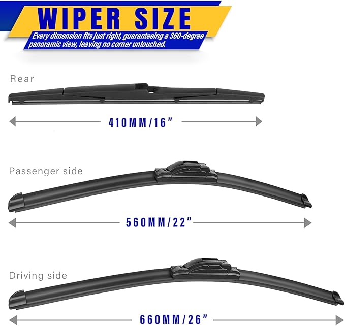 3 wipers Replacement for 2010-2015 Lexus RX450h/2010-2015 Lexus RX350, - Image 2