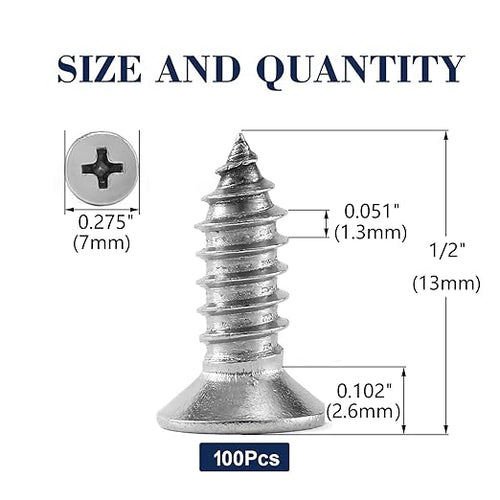 #6 x 1/2" Wood Screw 100Pcs 18-8 Stainless Steel Screws Flat Head Phillips Fast - Image 2