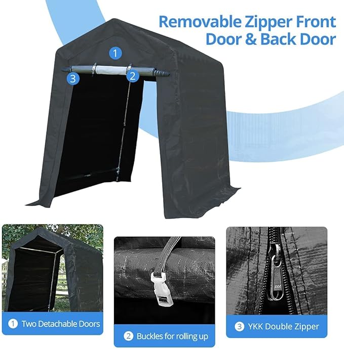 ADVANCE OUTDOOR 6x8 ft Outdoor Portable Storage Shelter Shed - Image 3