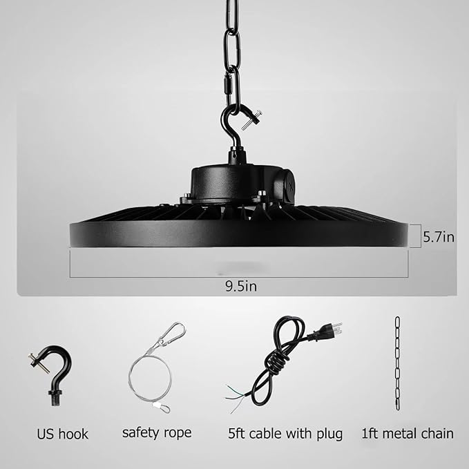 UFO High Bay Light, 150W LED Shop Lights, 3000K 4000K 6500K LED Garage Light - Image 6