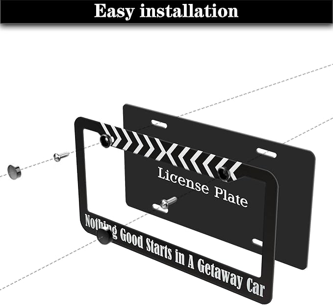 License Plate Frames Black and White Fun License Plate Frame Cover Nothing Good - Image 7