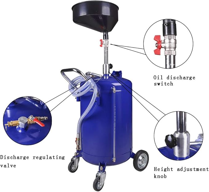 redsun 30 Gallon Waste Oil Drain Tank, Air Operated Oil Drain Container - Image 3