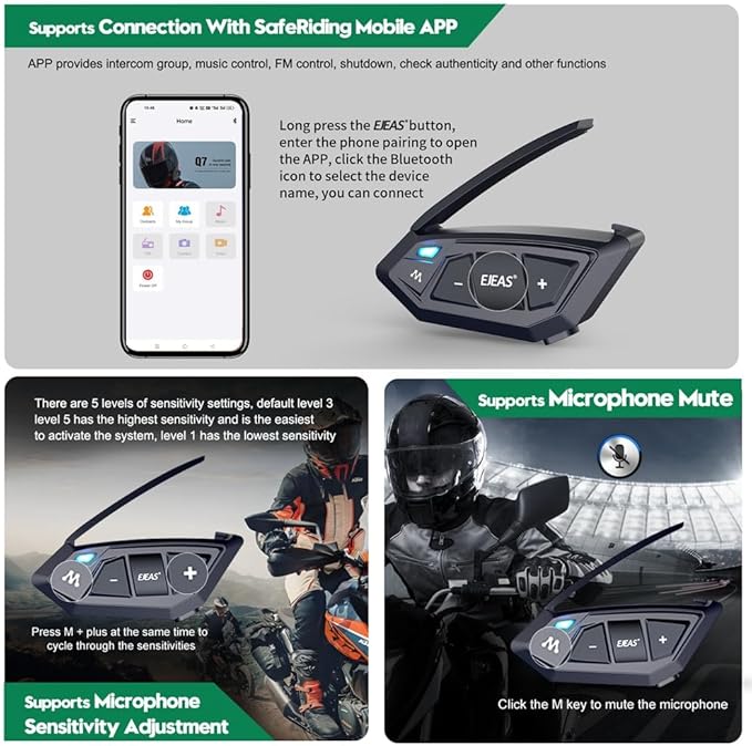 Motorcycle Bluetooth intercom MS20 2000m Helmet Intercom, 20 Riders Motorcycle - Image 7