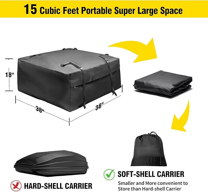Leader Accessories Roof Rack Cargo Basket Set, Cargo Carrier Bag 15 Cubic Feet - Image 5