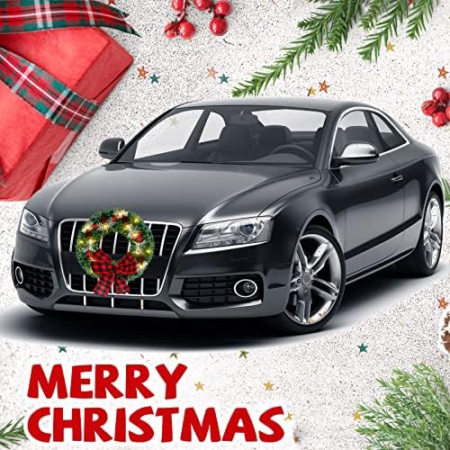 Canlierr Christmas Car Wreath Decoration with LED Lights, Classic Style - Image 5