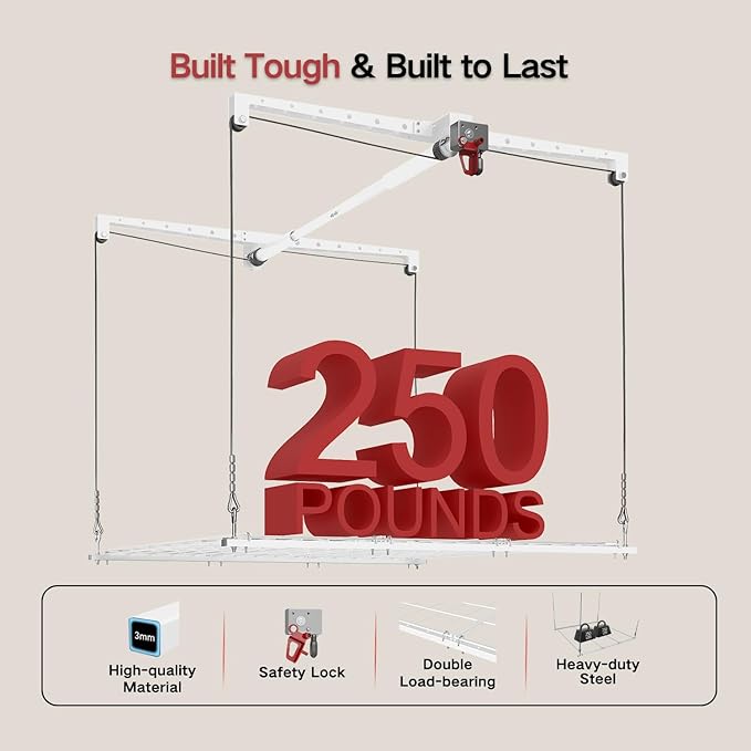 Overhead Garage Storage Rack, Adjustable Heavy-duty 4x4 Ft Ceiling Storage Racks - Image 5