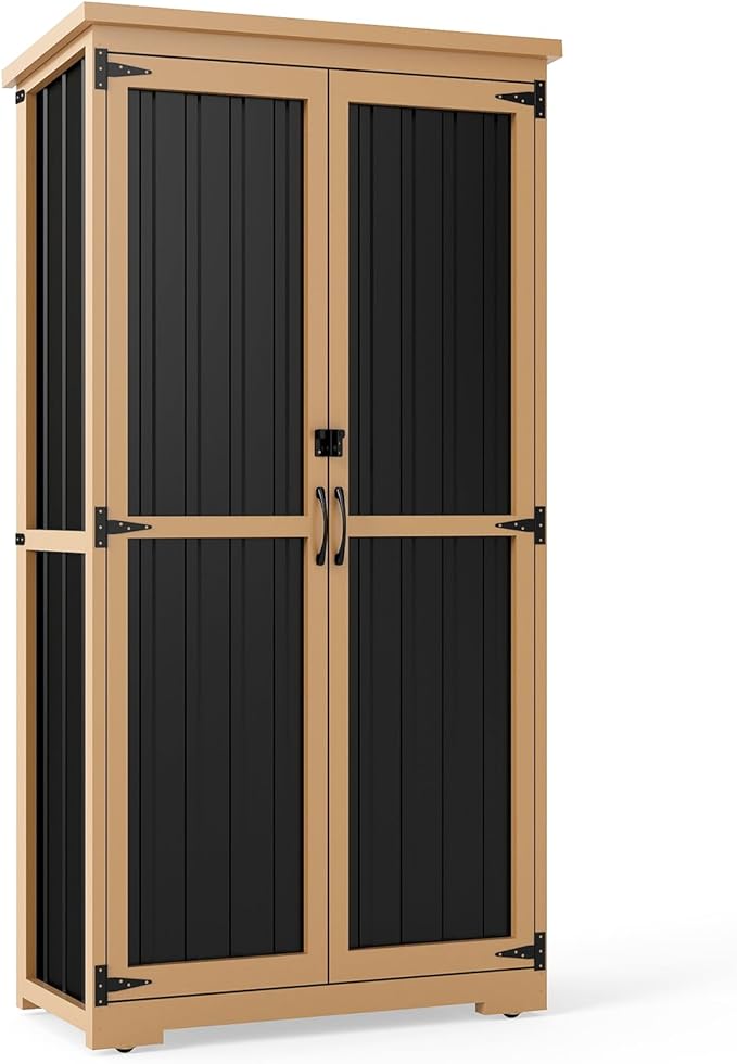 Outdoor Storage Cabinet, Wood & Metal Storage Shed - Image 6