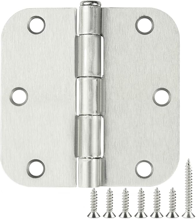 3 Pack Rounded Door Hinges Brushed Nickel 3.5 Inch 5/8" Radius Hardware Satin 3 by TDCHINGES