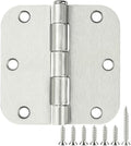 18 Pack Rounded Brushed Nickel Door Hinges 3-1/2" x 3.5 Inch 5/8 Radius by TDCHINGES