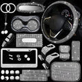 25PCS Bling Car Car Accessories Set,15 Inch Steering Wheel Cover,Shiny License Plate Frame,Center Console Cover and Rearview Mirror Set and Other Car Accessories(White) by JINGSEN