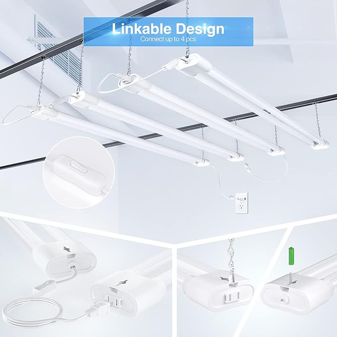 Ensenior 6 Pack Linkable Led Shop Light 4ft - Image 3