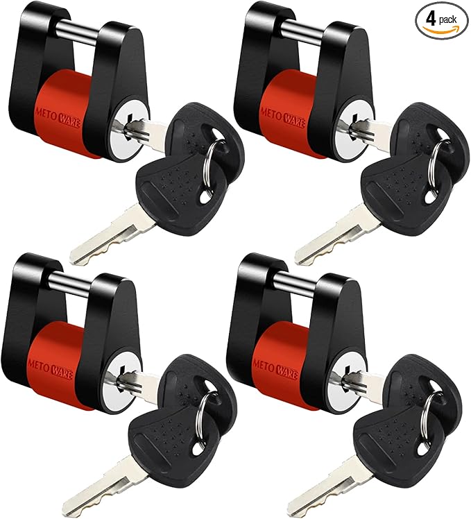 METOWARE Keyed Alike Trailer Coupler Lock, 1/4” Dia, 3/4” Span Heavy-Duty Steel by METOWARE