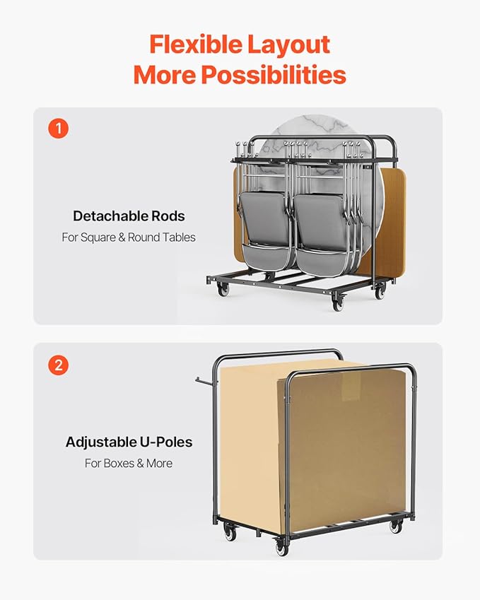 VEVOR Folding Chair Rack, 400 LBS Capacity, Heavy-Duty Chair Cart - Image 3