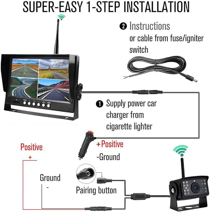EVERSECU 4pcs Digital HD 1080P Wireless Car Backup Camera - Image 4