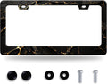 Marble License Plate Frame Black Gold Marble Printed License Plate Stainless by GORSNKYE