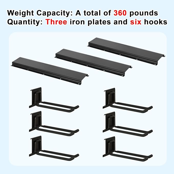 Garage Tool Organizer Wall Mount 48in- 6 Heavy Duty Hooks, 360lbs Capacity - Image 5
