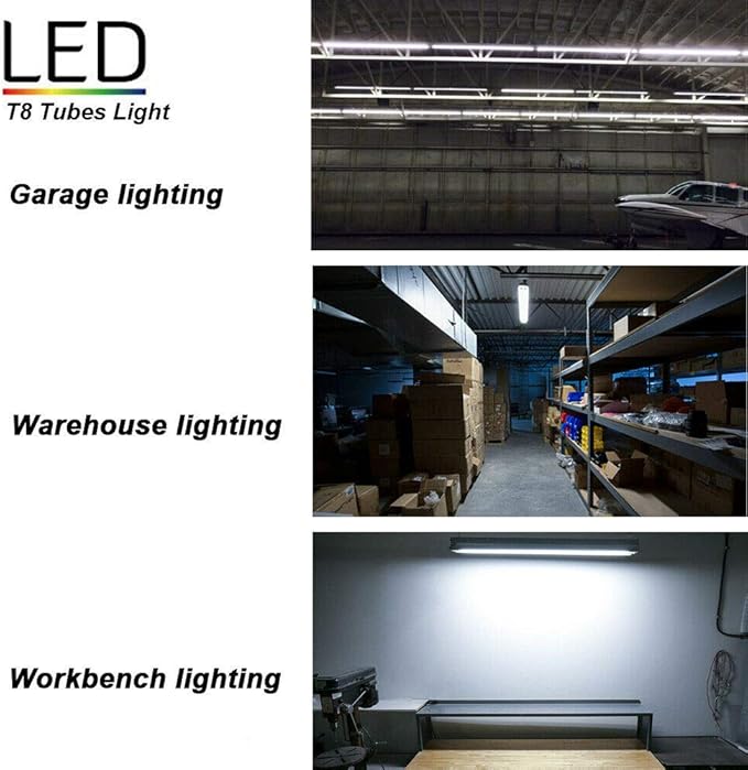 8ft LED Shop Light Fixture, 144W 18000LM 6000K, Cold White, U Shape, Hight - Image 6