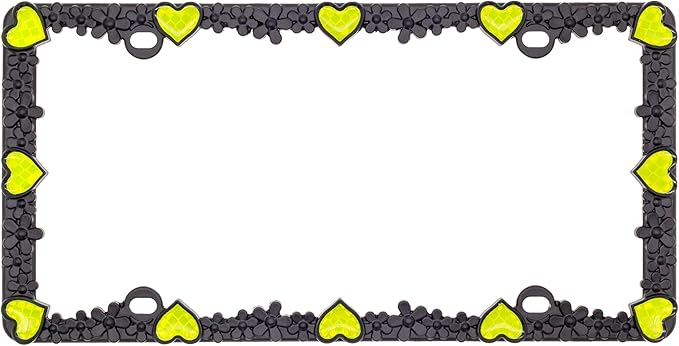 Creathome 3D Daisy Heart License Plate Frame from Pure Zinc Alloy Metal Perfect - Image 3