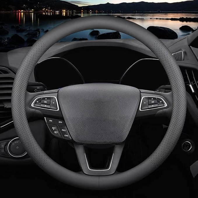 New Nappa Leather car Steering Wheel Cover，for Car Truck SUV 15 inch by HAOTULE