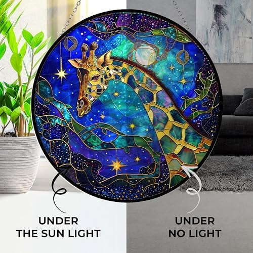 Stained Glass Window Hanging - Giraffe Suncatcher Ready to Hang Window Doors Home Decoration and Christmas, Mother's Day Birthday Gifts for Women, Men, and Mom 7.8x7.8 in - Image 3