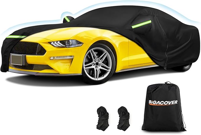for Mustang Full Car Cover Waterproof All Weather, Outdoor Car Covers by BIGACOVER