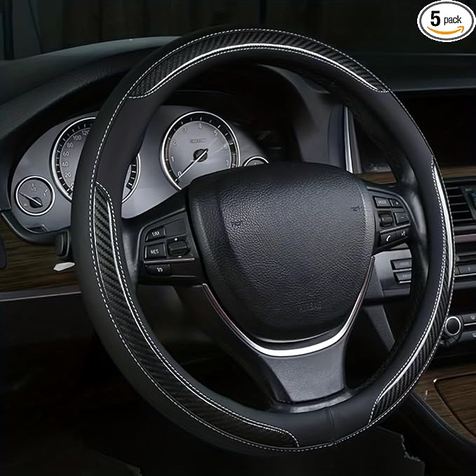 New Leather Car Steering Wheel Cover, Non-Slip Car Wheel Cover Protector by XIANGDINGCAR
