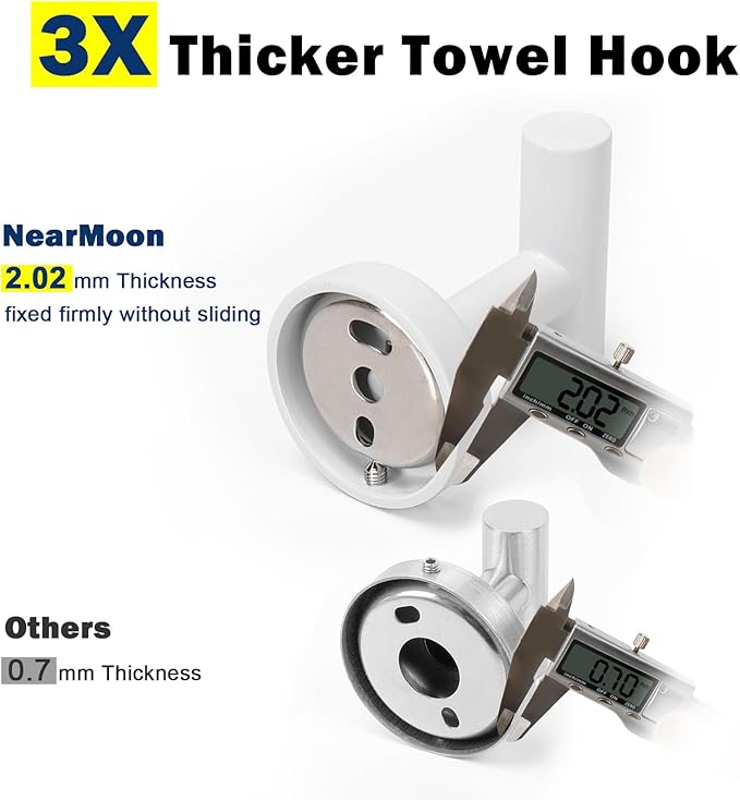 NearMoon Bath Towel Hooks- SUS 304 Stainless Steel Robe Hook Holder, Heavy Duty - Image 4