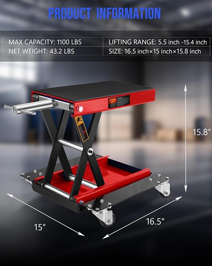 1100LBS Motorcycle Scissor Lift Jack - Image 2