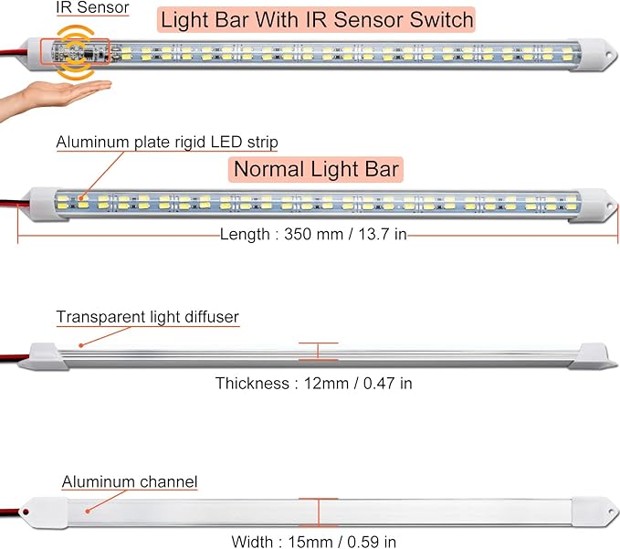 12V Interior LED Light Bar for Car, 12V LED Light Strip 54 LEDs Lighting Super - Image 3