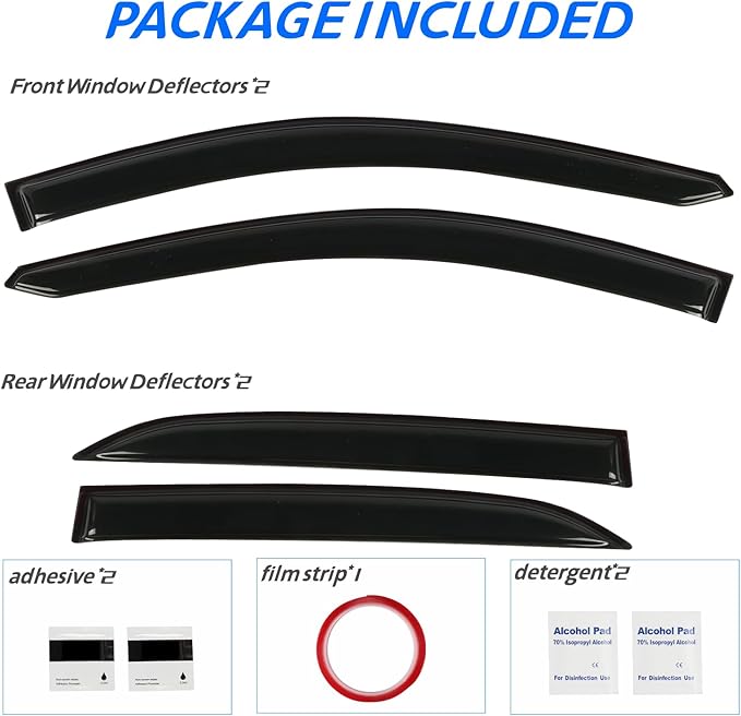 Window Rain Guards for 2018-2024 Chevrolet Equinox, Tape-on Window Visor - Image 6