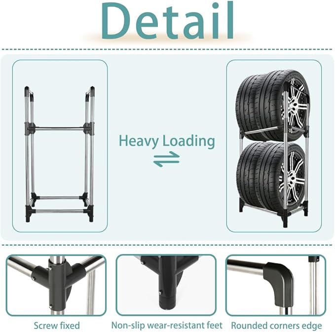 Hershii Tire Storage Rack Standing Garage Storage Shelf Organizer - Image 4