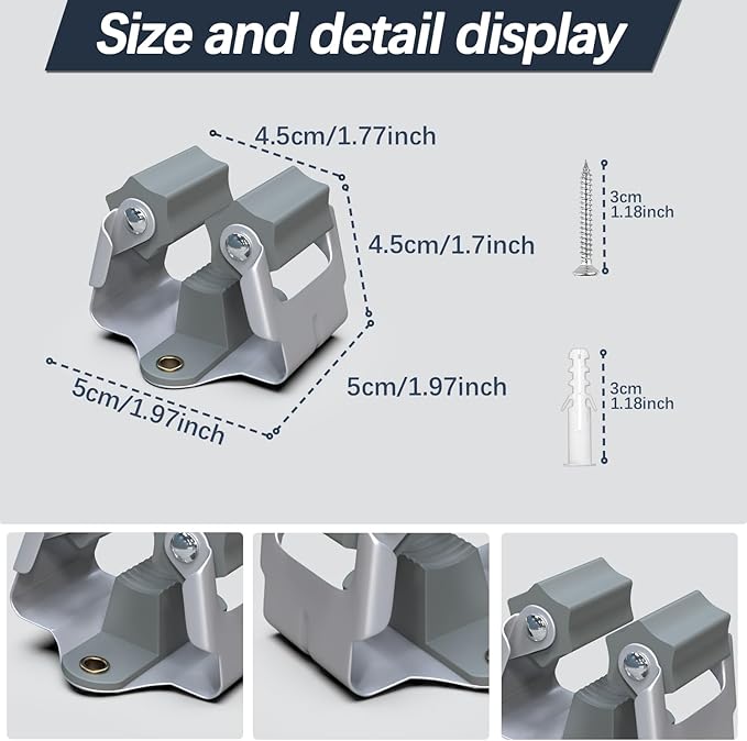 3-H 12 Pack Mop and Broom Holder Big Size Hanging 1 KG Extra, Broom Hanger Wall - Image 4