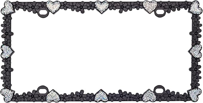 Creathome 3D Shining Daisy Heart License Plate Frame from Pure Zinc Alloy Metal - Image 4