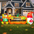 8FT Thanksgiving Inflatables Outdoor Decoration Inflatable Turkey Pumpkin Gnome, Built in LED Lights Blow Up Yard Decorations for Fall Holiday Party Garden Lawn Décor by KOOY