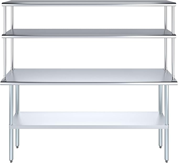 Amgood Stainless Steel Work Table Double Tier Overshelf | NSF - Image 2