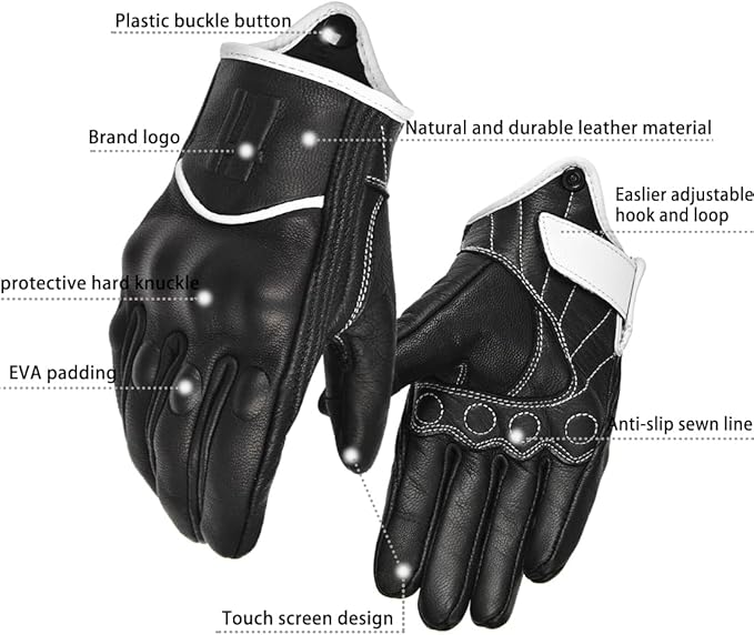 Harssidanzar Leather Motorcycle Gloves - Image 3
