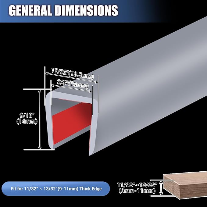Rubber Edge Trim, Flexible Edge Banding, 3/8" U Channel Protector, Self - Image 2