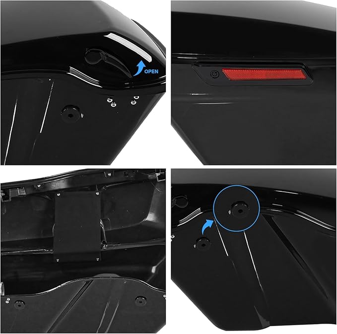 XFMT Motorcycle Hard Saddlebags Vivid Black Saddle Bags Trunk W/Black Latches - Image 5