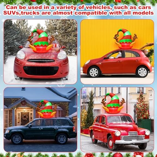 Soulchen 4 ft Inflatable Christmas Car Decor Elf Car Roof Outdoor Decor - Image 7