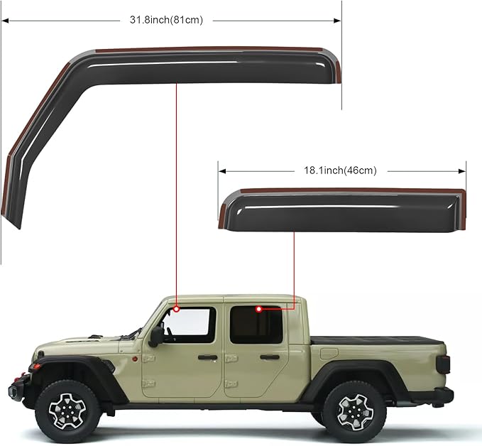 Nilight in Channel Rain Guards for Gladiator 2020 2021 2022 2023 Window - Image 5