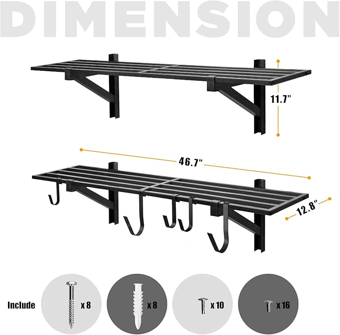 2 Pack Heavy Duty Garage Wall Shelving, Holds 200 lbs Each, Garage Shelving - Image 3