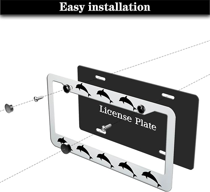 License Plate Frames for Women Black and White License Plate Protector for Men - Image 7