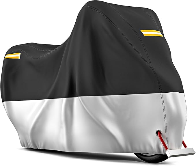 210D Motorcycle Cover All Season Waterproof Breathable Sun Outdoor Protection by DKMOTORK