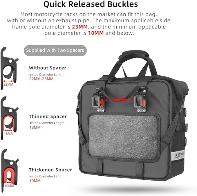 Rhinowalk Motorcycle Saddle Bag Waterproof Motor Pannier Bag Luggage Pack Quick - Image 4