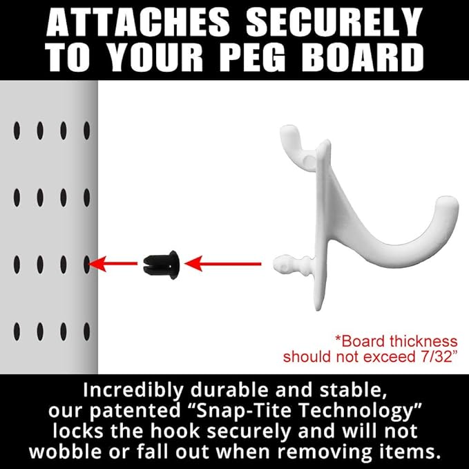 PegPro® J Hooks Kit for Standard “Wood Fiber” pegboard – Durable Plastic - Image 3