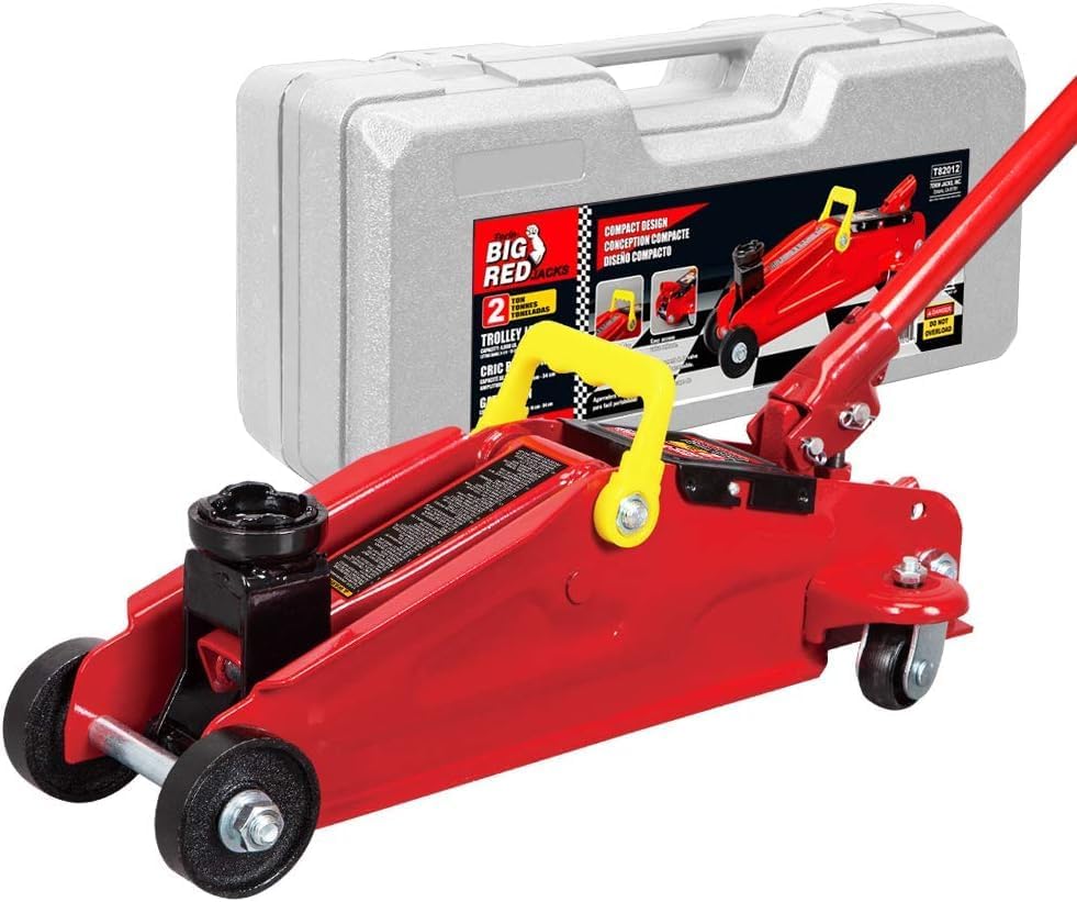 BIG RED T82012 Torin Hydraulic Trolley Service/Floor Jack with Blow Mold Carrying Storage Case, 2 Ton (4,000 lb) Capacity, Red - Image 6