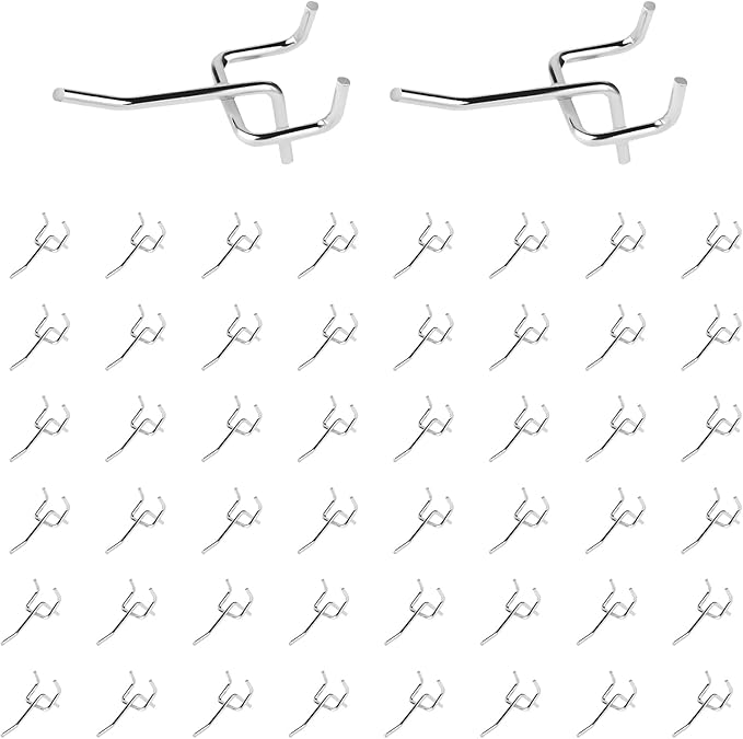 50Pcs 2"/5CM Pegboard Hooks Assortment Set, Metal Peg Board Hooks by Yauhar